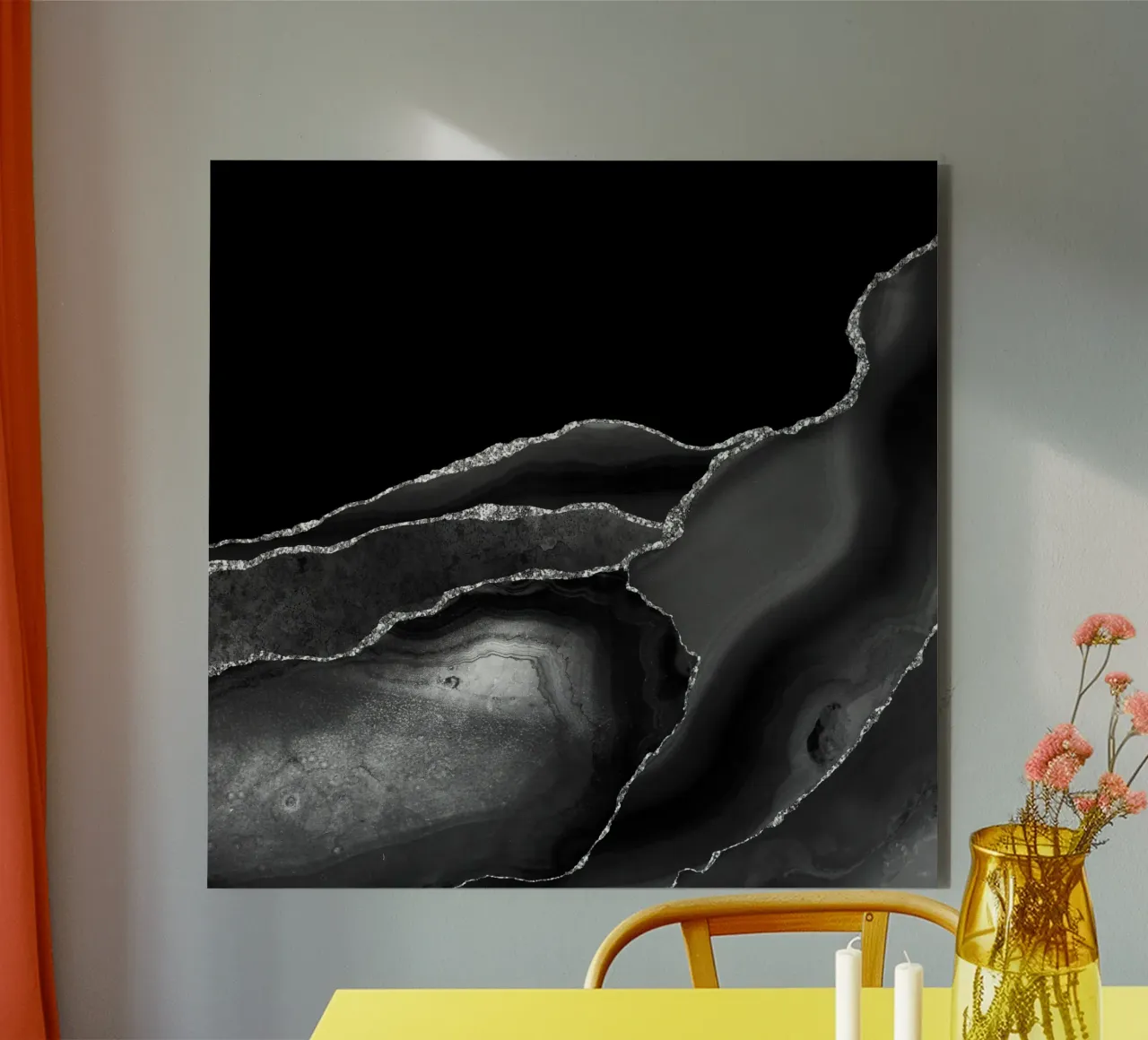 Schwarz & Silber Achat Struktur 04 Forex-Platte von Gemstone Textures