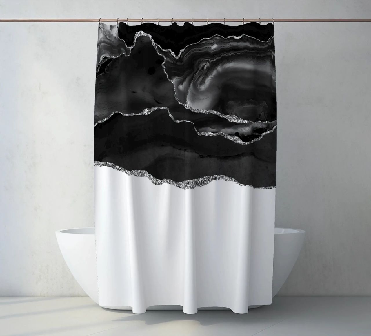 Agata nera e argento Texture 05 tenda da doccia da Gemstone Textures