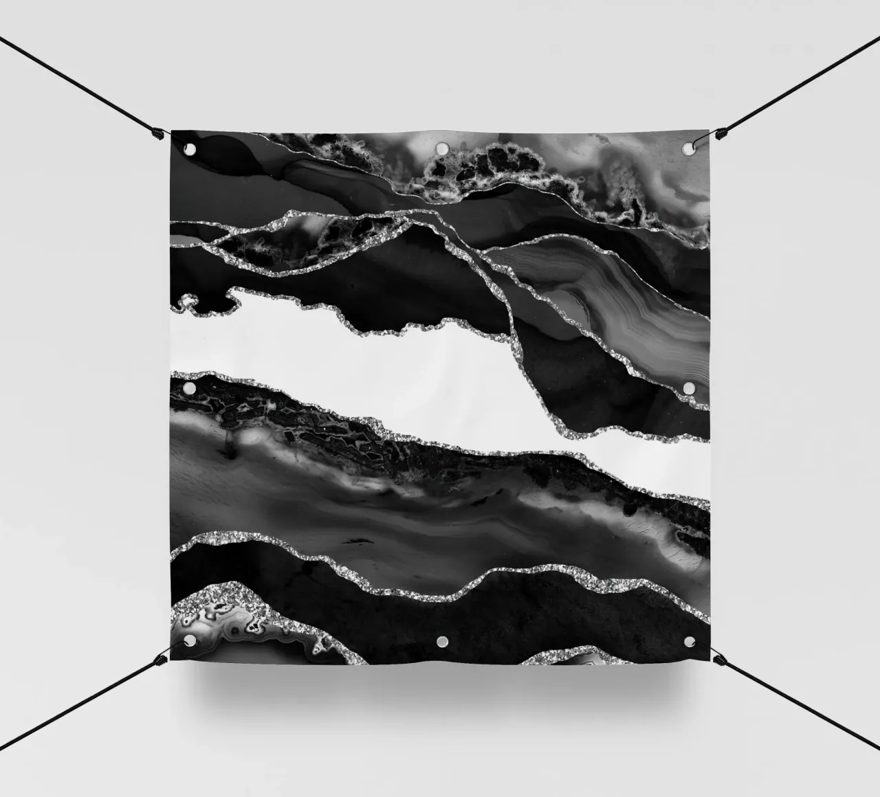 Texture Agate noire et argentée 06 bâche pvc de Gemstone Textures