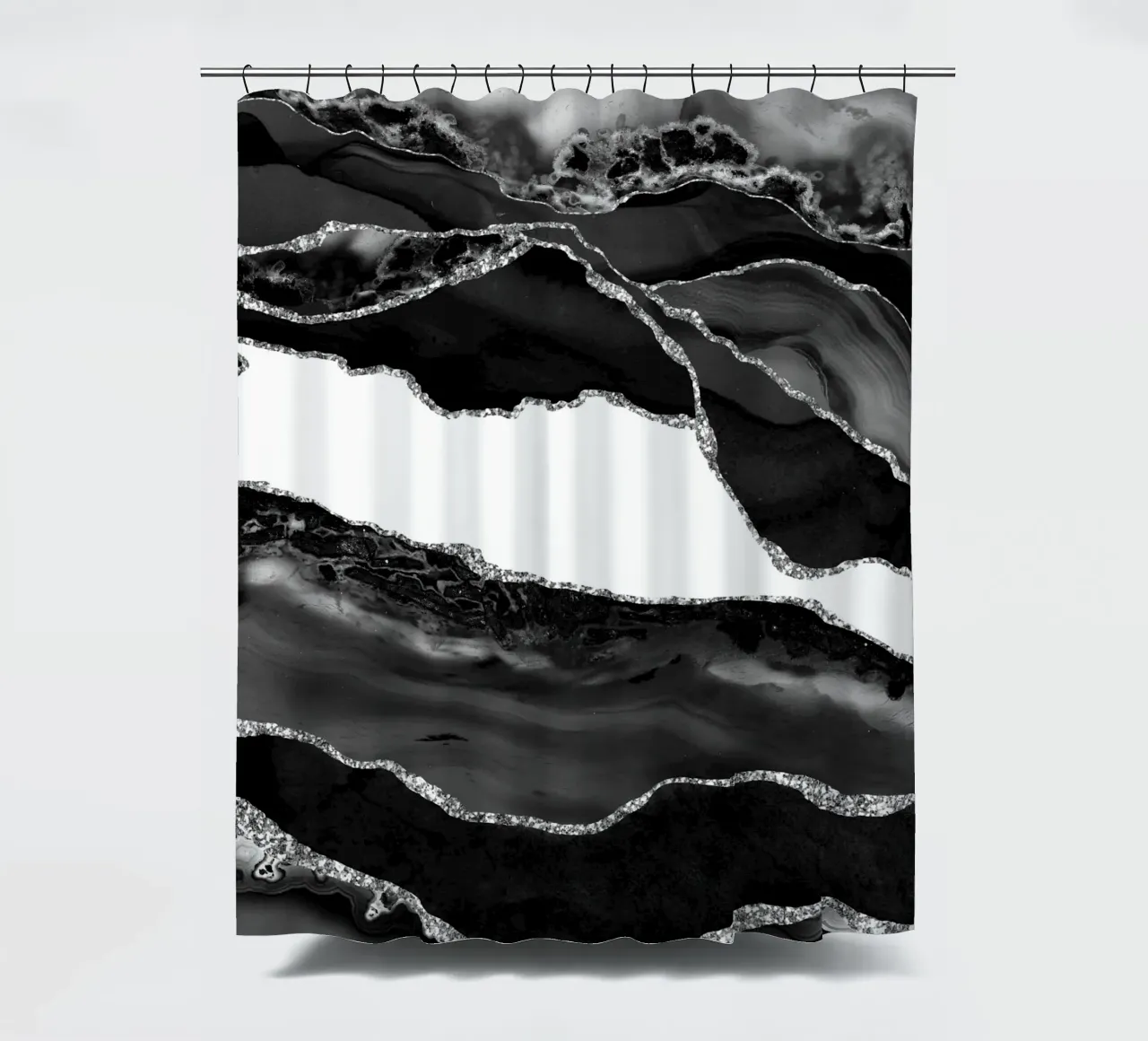 Texture Agate noire et argentée 06 rideau de douche de Gemstone Textures