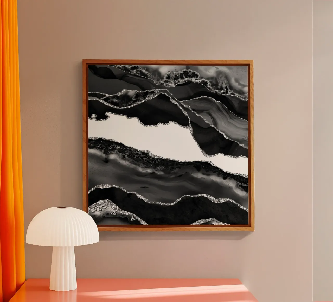 Schwarz & Silber Achat Struktur 06 Acryl-Glas von Gemstone Textures