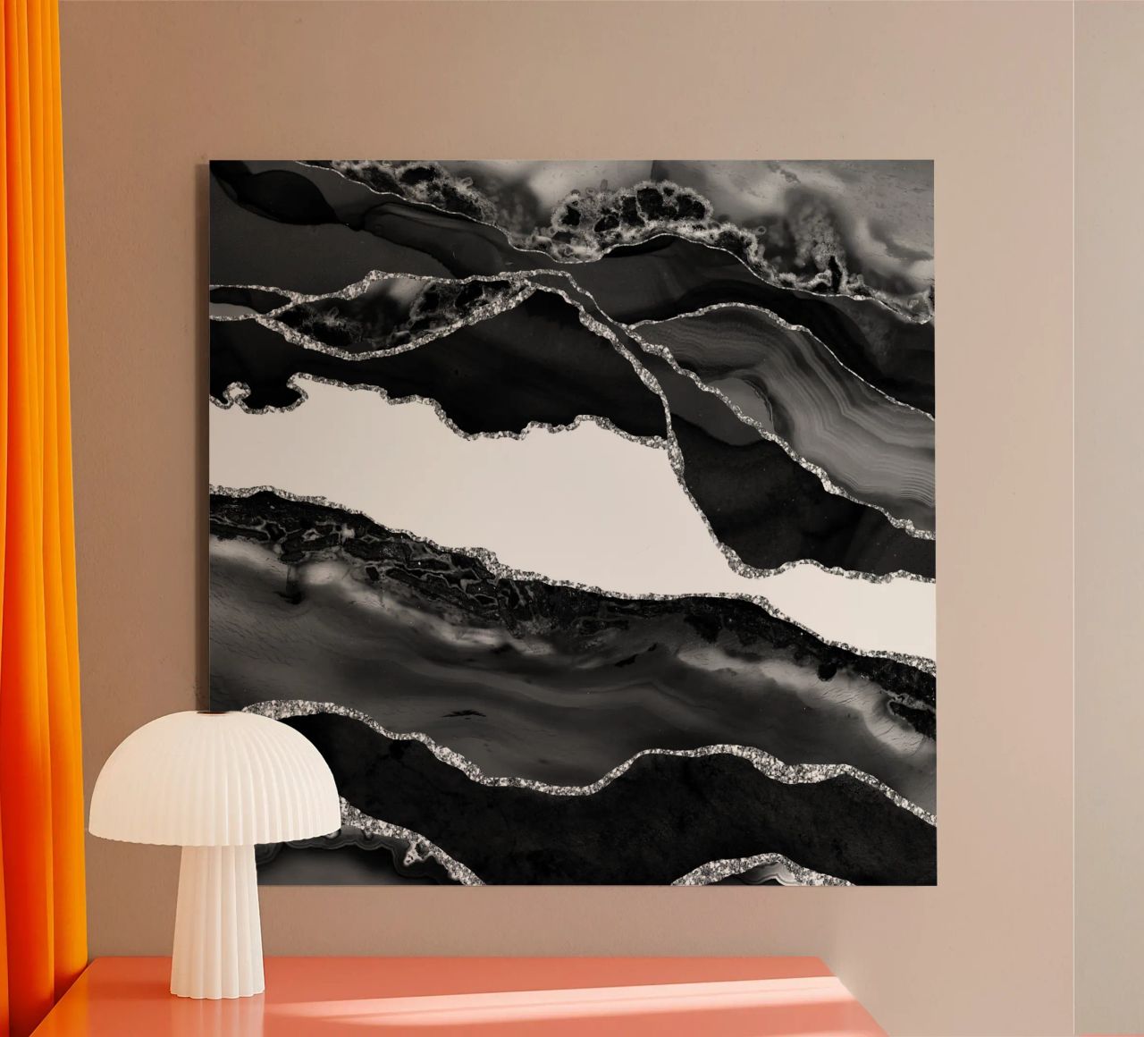 Agata nera e argento Texture 06 alluminio dibond da Gemstone Textures