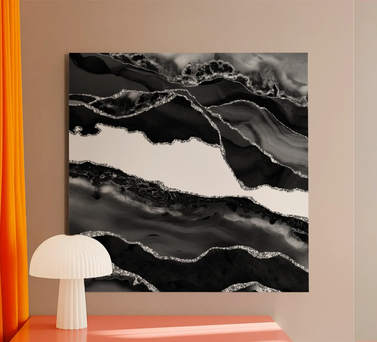 Schwarz & Silber Achat Struktur 06 Forex-Platte von Gemstone Textures