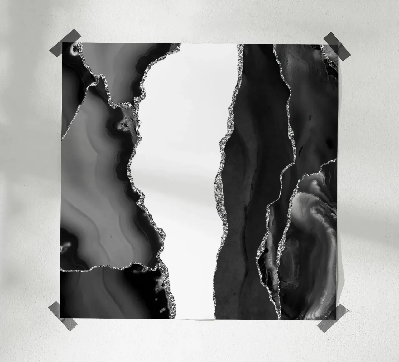 Schwarz & Silber Achat Struktur 07 Poster von Gemstone Textures