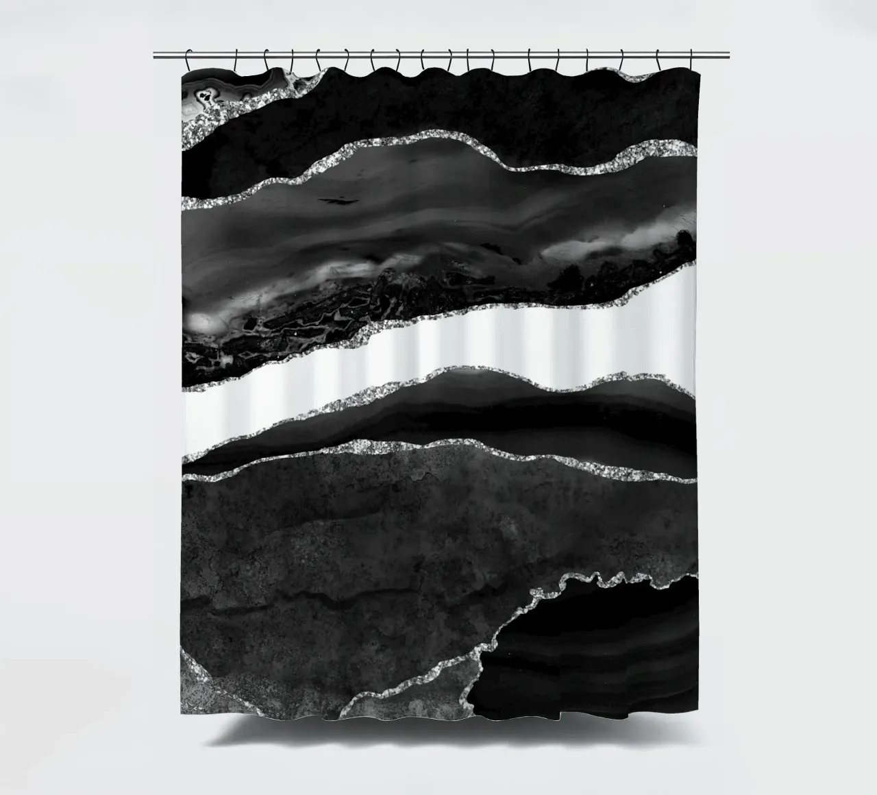 Texture Agate noire et argentée 08 rideau de douche de Gemstone Textures