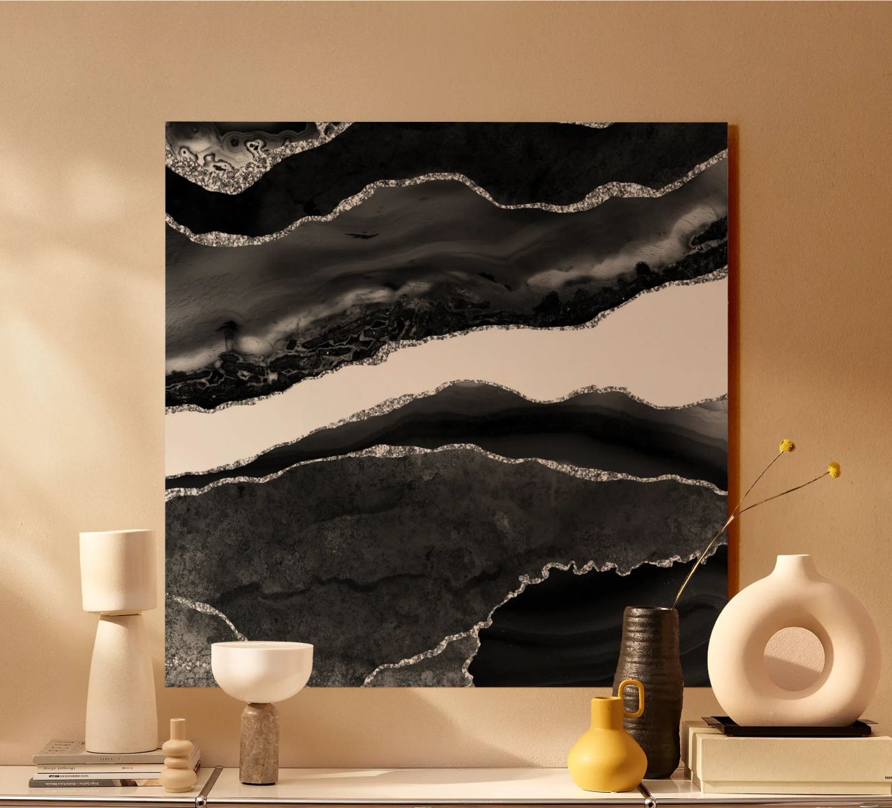 Agata nera e argento Texture 08 pannello forex da Gemstone Textures