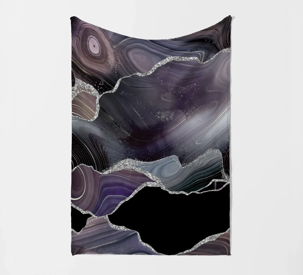 Texture Agata Glitterata Nera e Argento 01 coperta in pile da Gemstone Textures