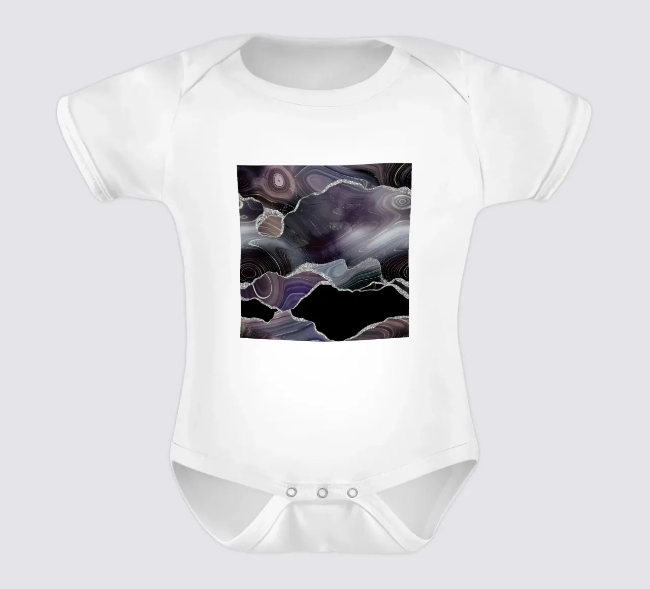 Texture Agata Glitterata Nera e Argento 01 body neonato maniche corte da Gemstone Textures
