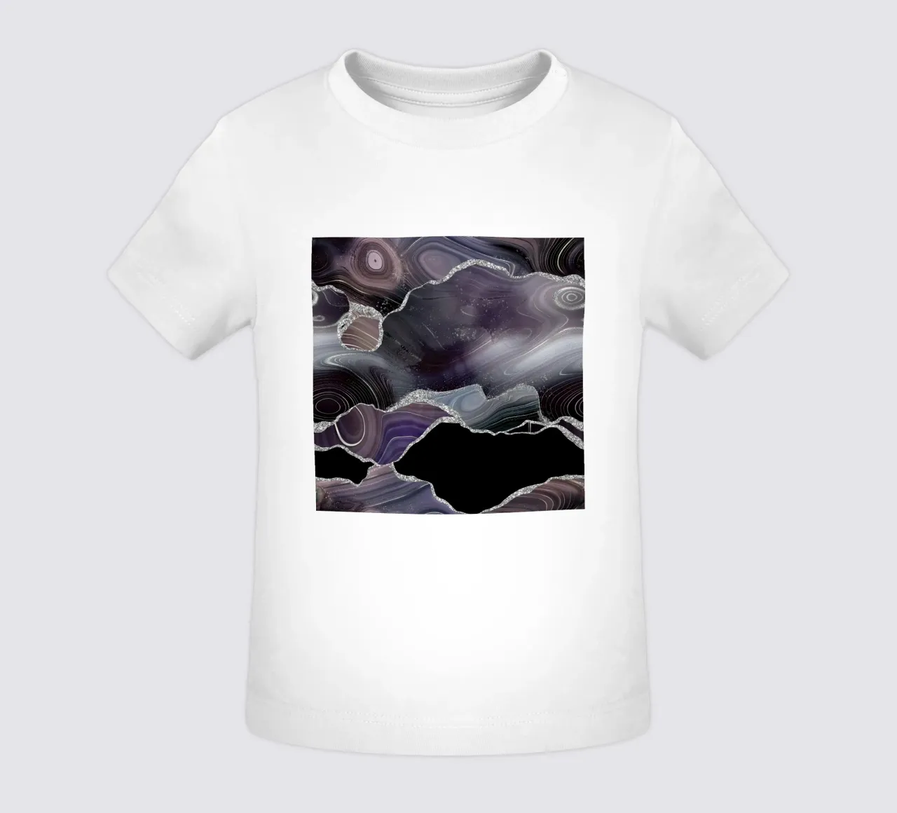Texture Agata Glitterata Nera e Argento 01 maglietta neonato da Gemstone Textures