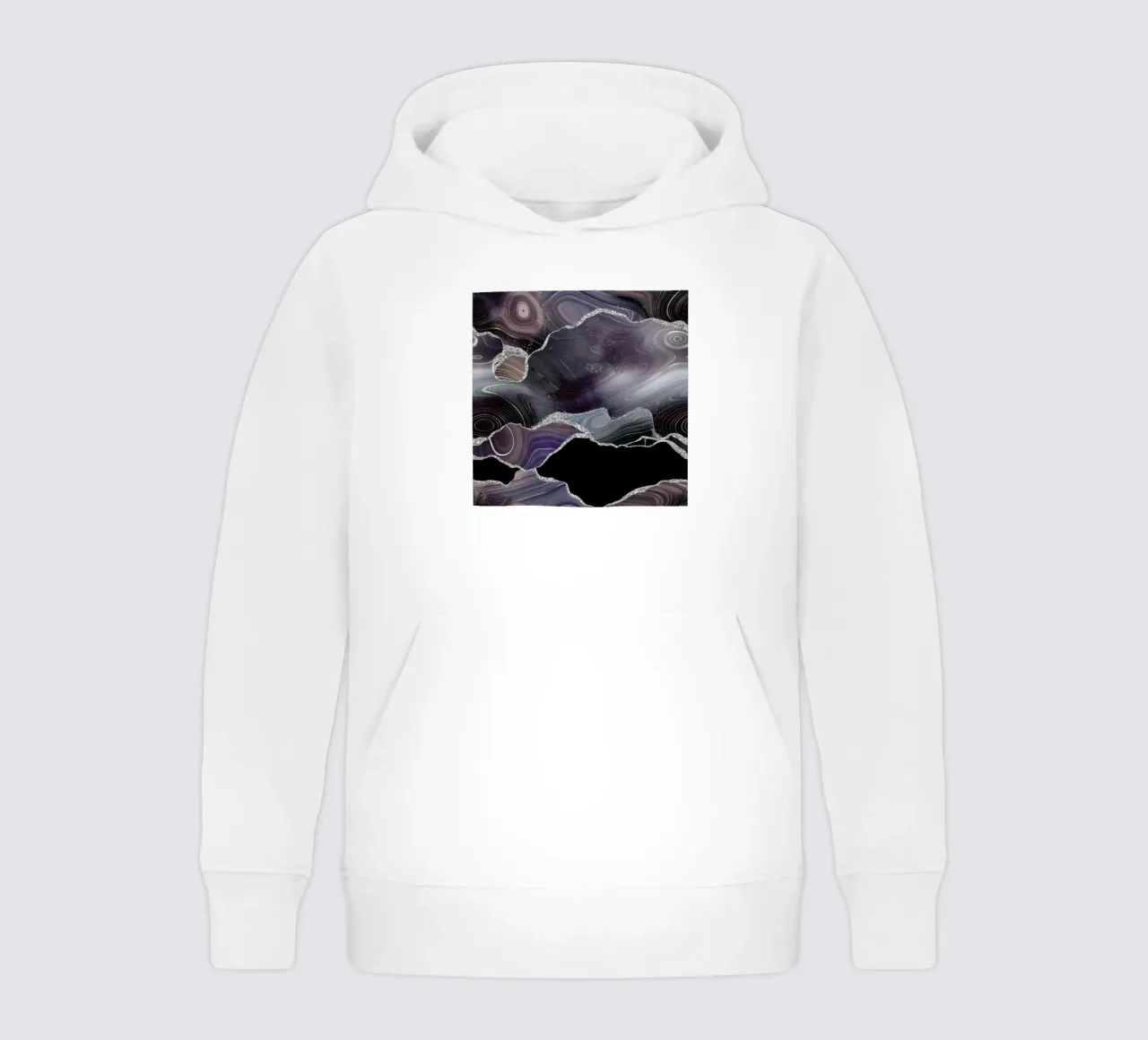 Texture Agata Glitterata Nera e Argento 01 felpa bambino con cappuccio da Gemstone Textures