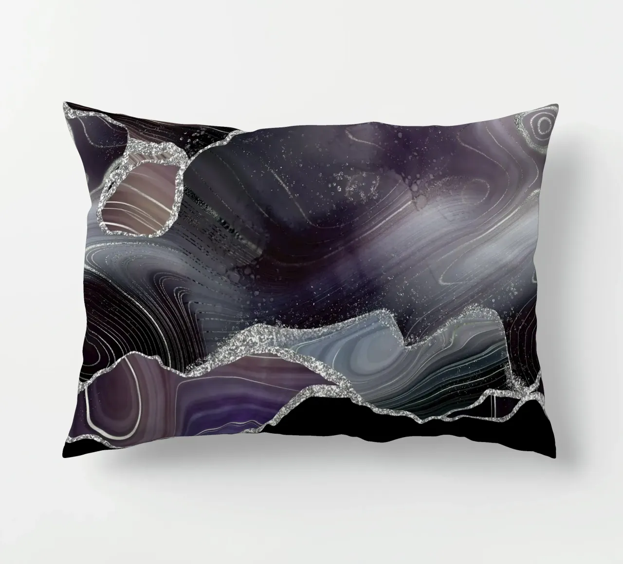 Texture Agata Glitterata Nera e Argento 01 cuscino da Gemstone Textures