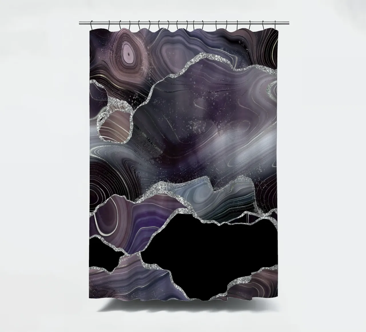 Texture Agata Glitterata Nera e Argento 01 tenda da doccia da Gemstone Textures