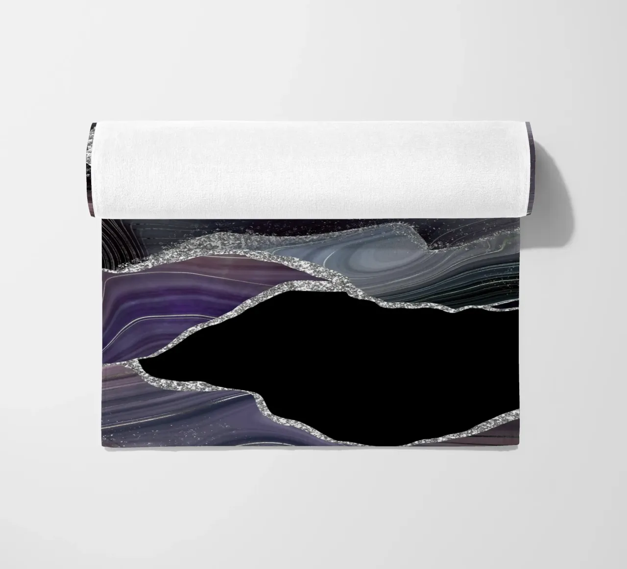 Texture Agata Glitterata Nera e Argento 01 telo mare da Gemstone Textures