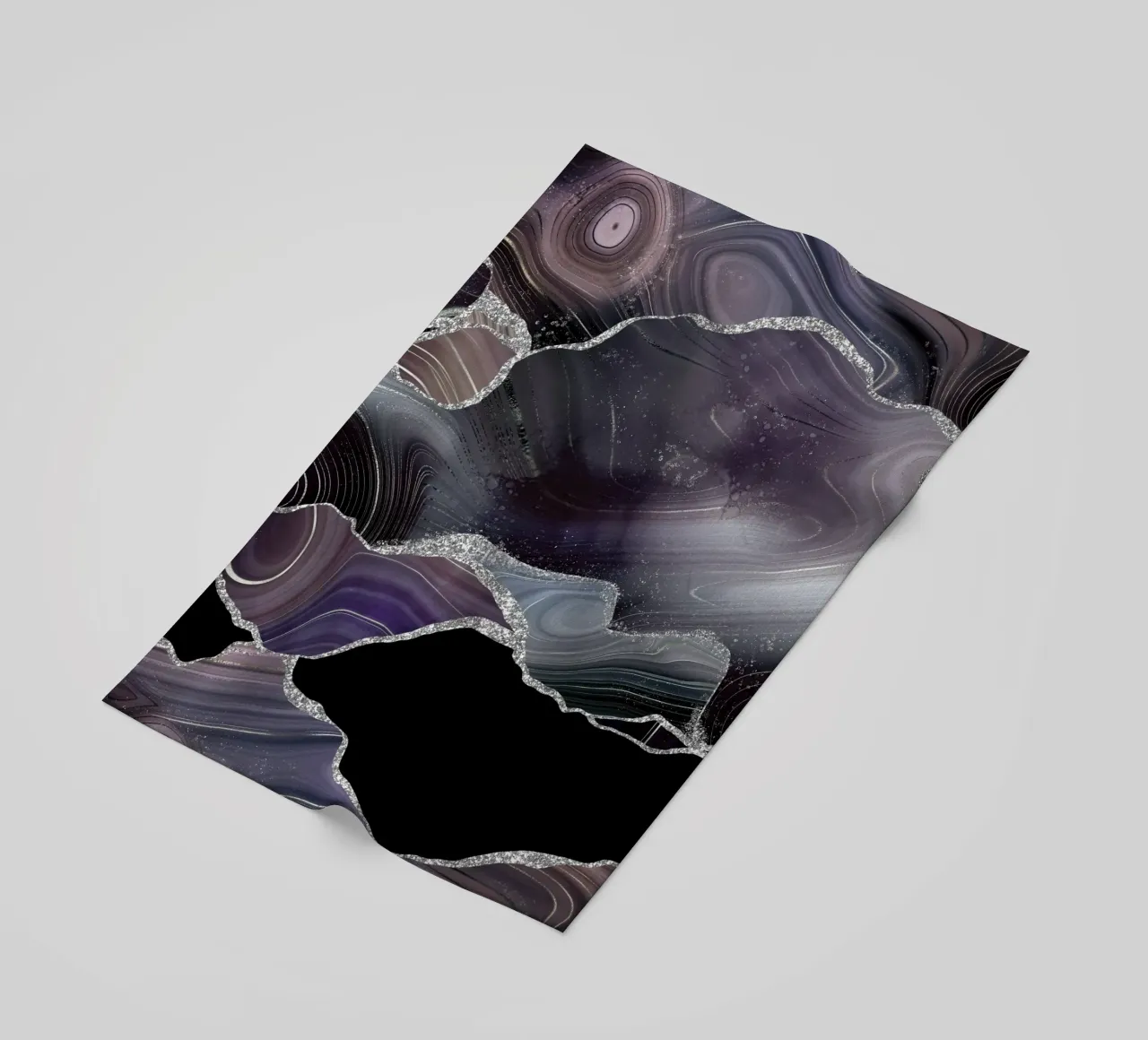 Texture Agata Glitterata Nera e Argento 01 telo mare da Gemstone Textures