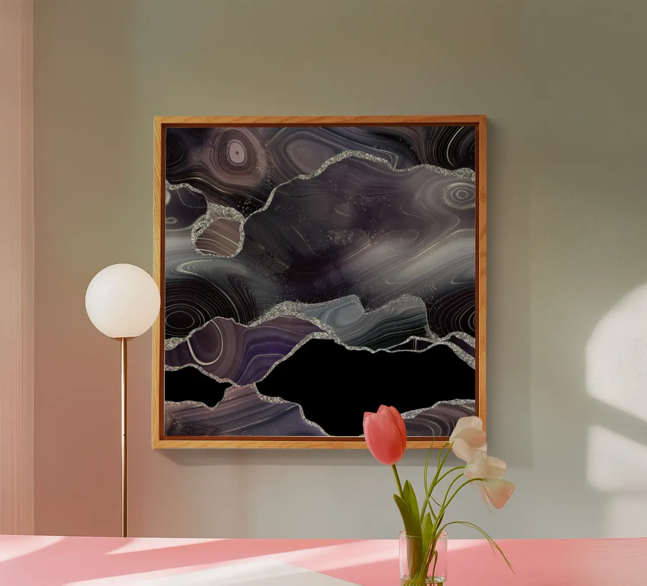 Texture Agata Glitterata Nera e Argento 01 plexiglass da Gemstone Textures