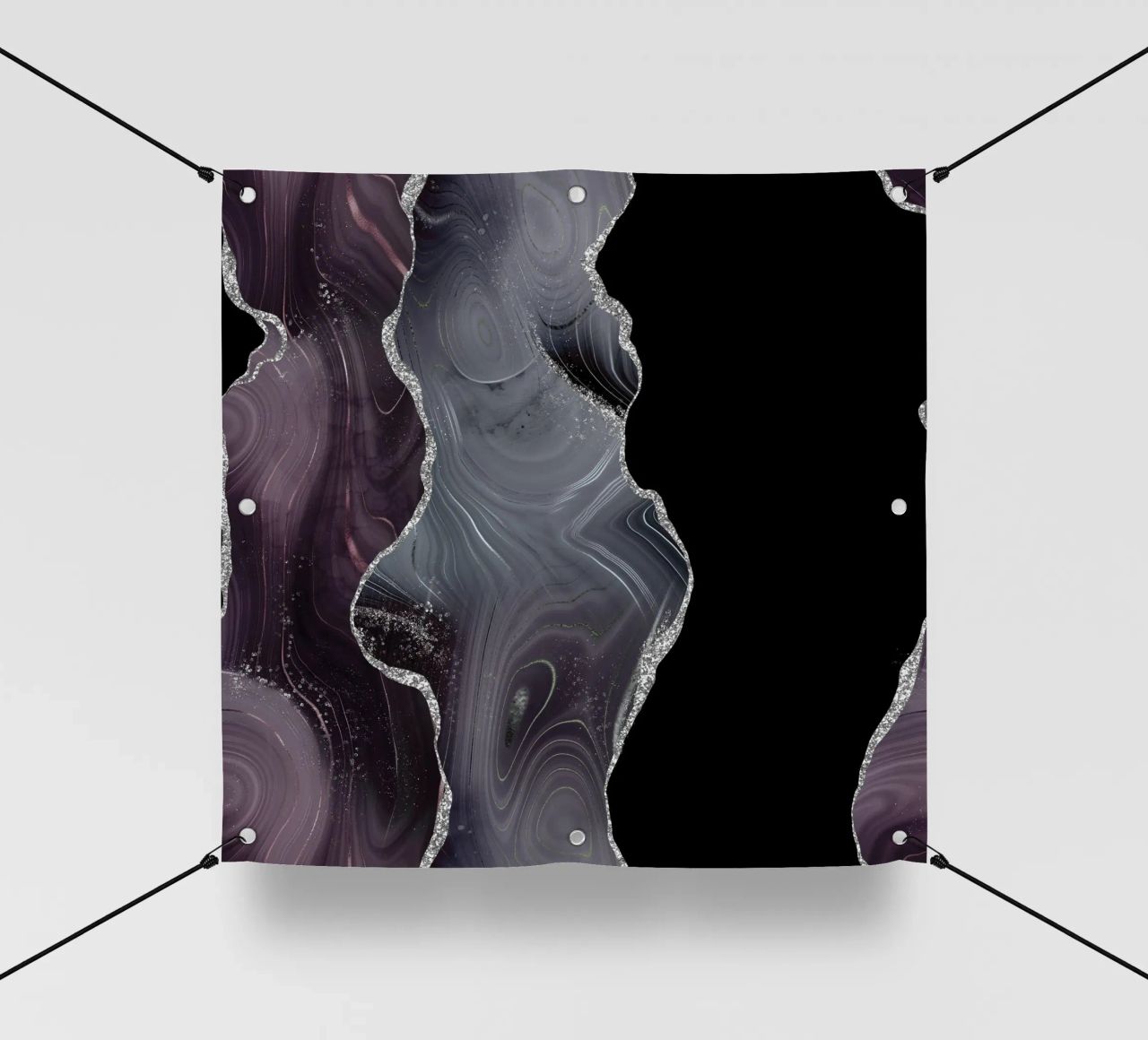Texture Agata Glitterata Nera e Argento 02 telo in pvc da Gemstone Textures