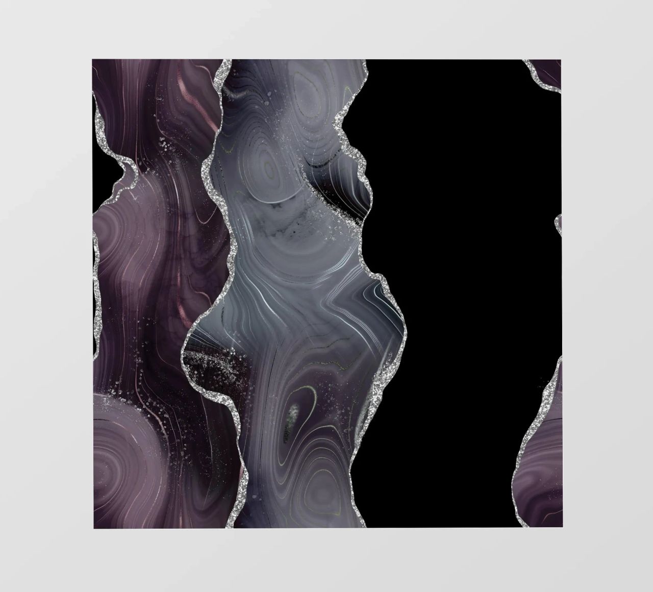 Texture Agata Glitterata Nera e Argento 02 telo in pvc da Gemstone Textures