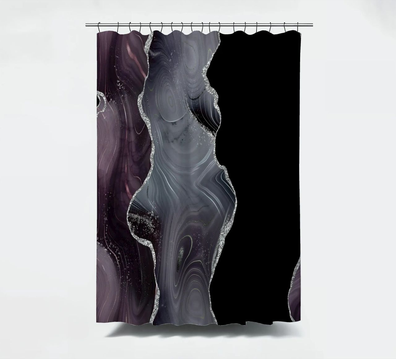 Texture Agata Glitterata Nera e Argento 02 tenda da doccia da Gemstone Textures