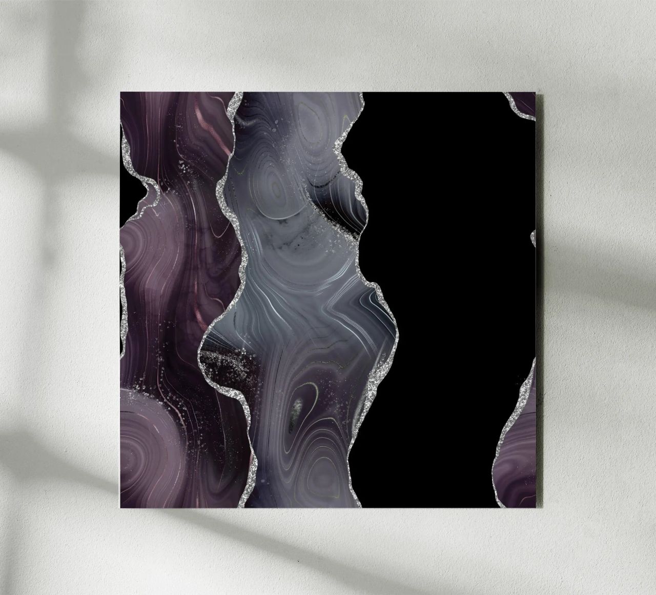 Texture Agata Glitterata Nera e Argento 02 alluminio dibond da Gemstone Textures