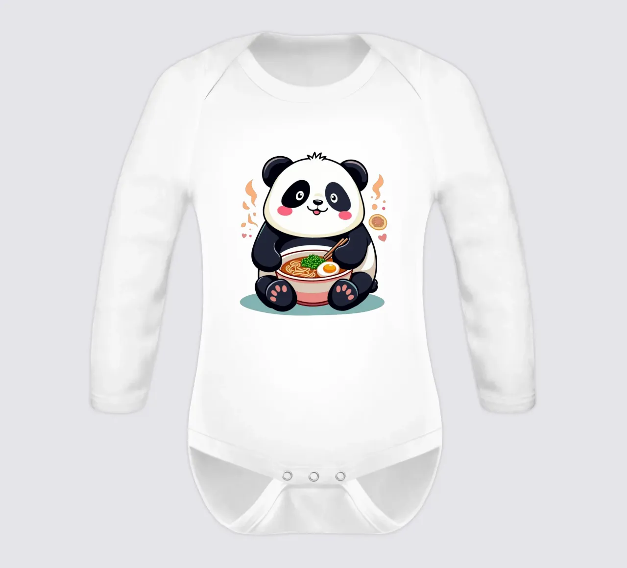 Panda isst Ramen Langarm Babybody von artdesign1985