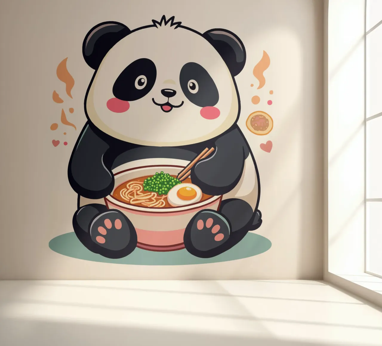 Panda Eats Ramen fotobehang van artdesign1985