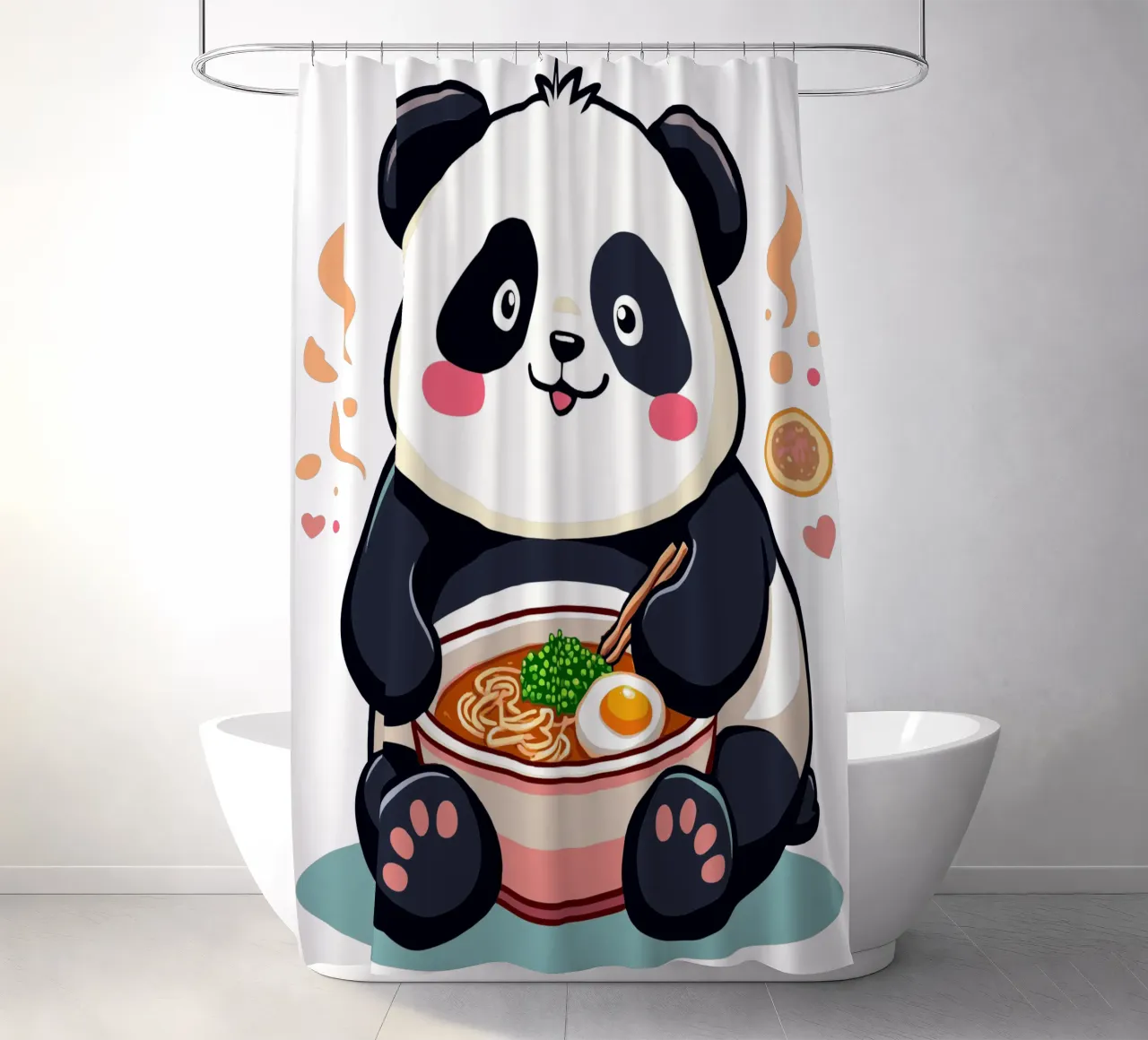 Panda eet Ramen douchegordijn van artdesign1985