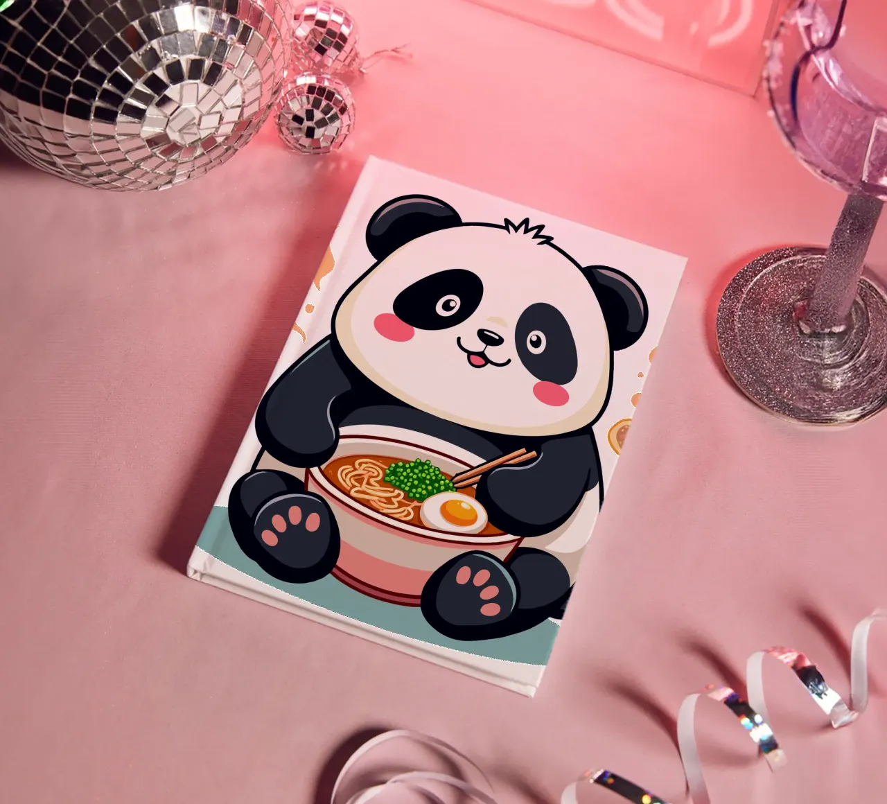 Panda Eats Ramen notebook by artdesign1985