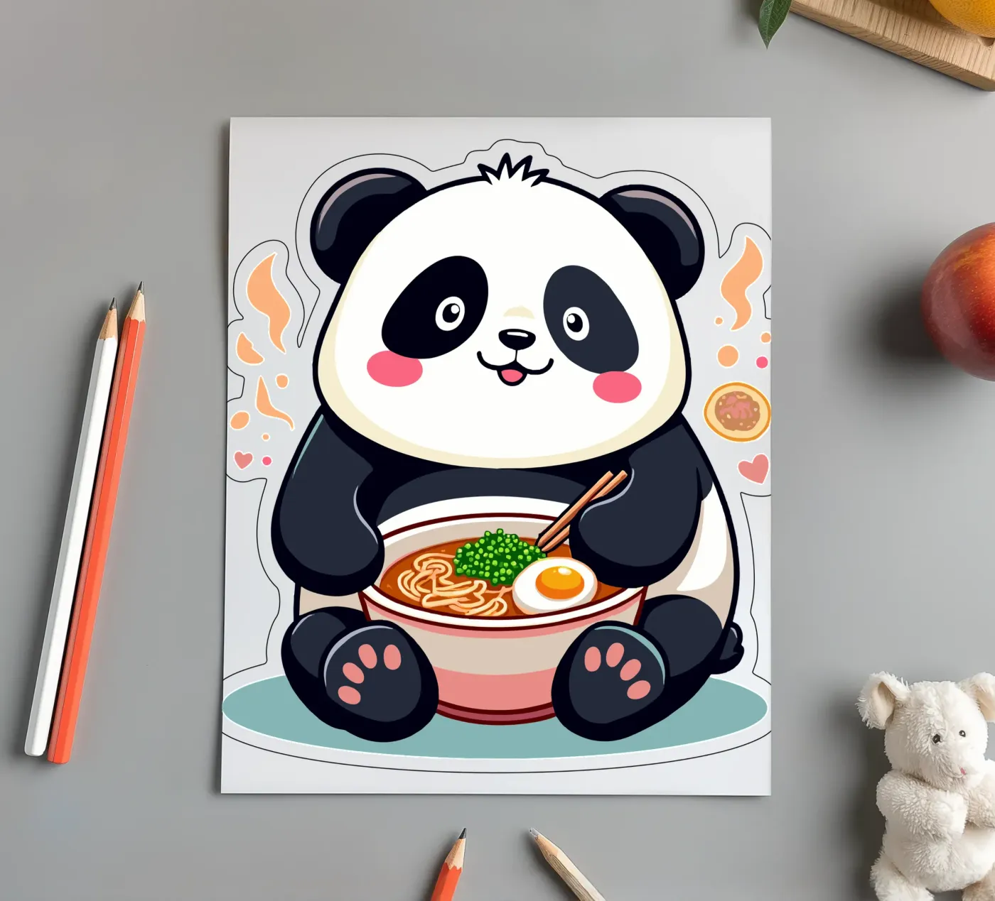 Panda Eats Ramen sticker sheet by artdesign1985