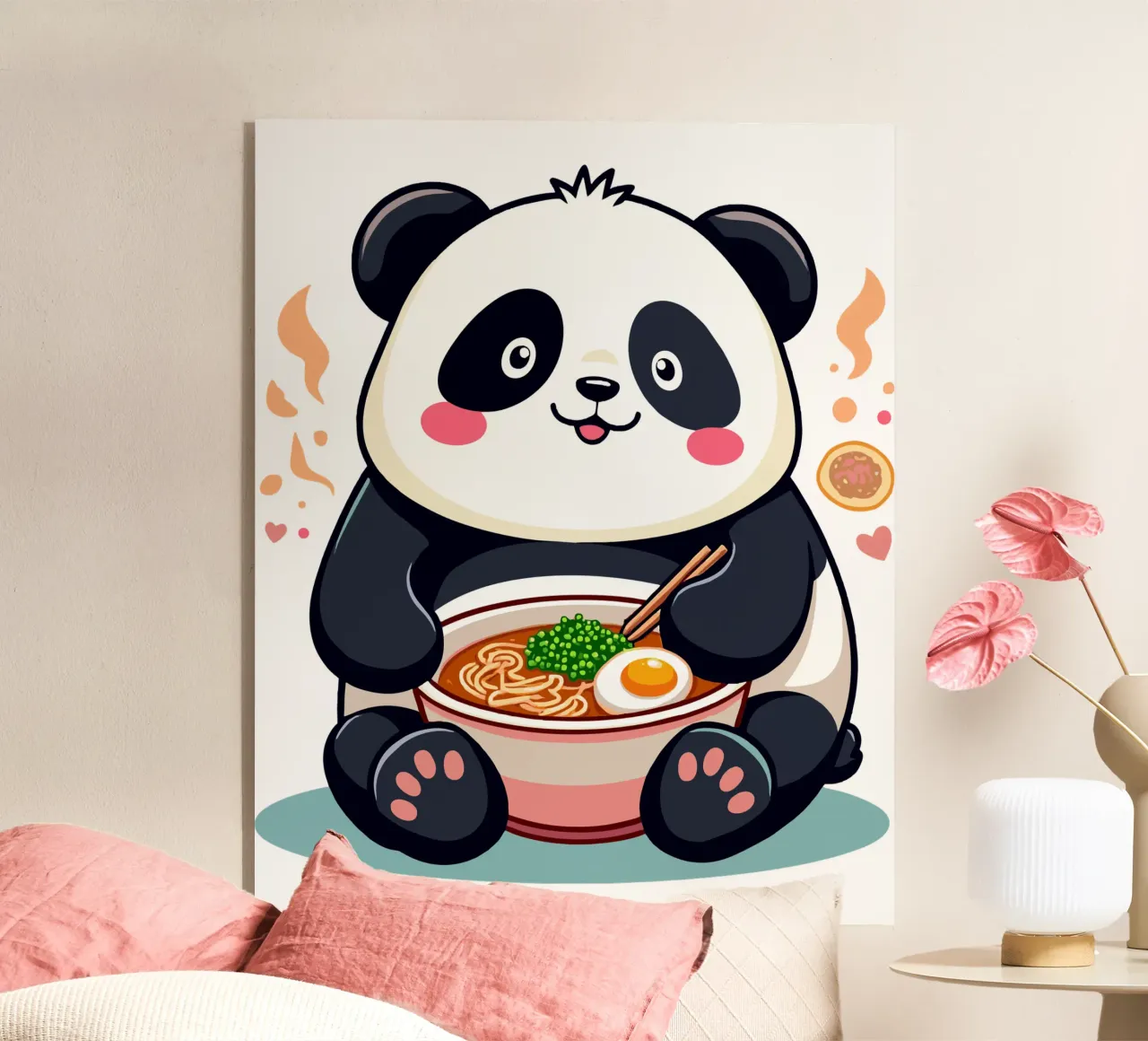 Panda eet Ramen acryl van artdesign1985
