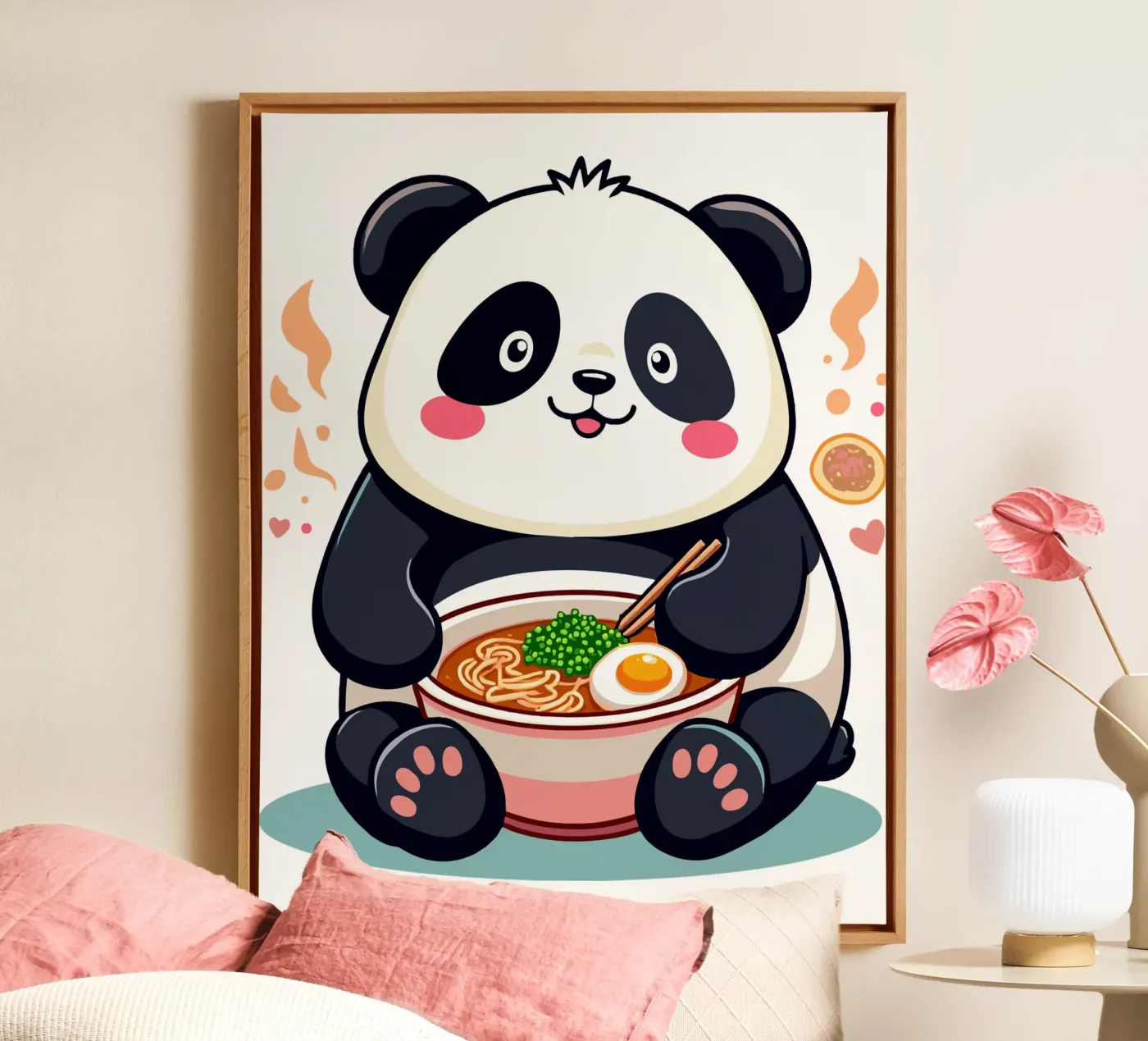 Panda Eats Ramen canvas by artdesign1985