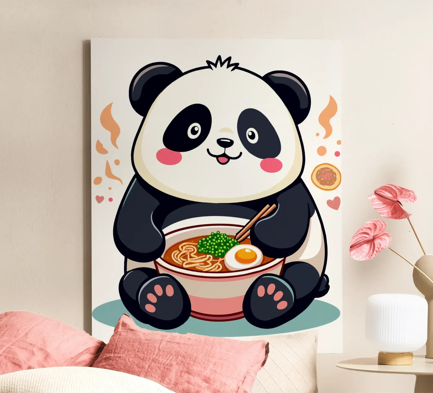 Panda Eats Ramen canvas by artdesign1985