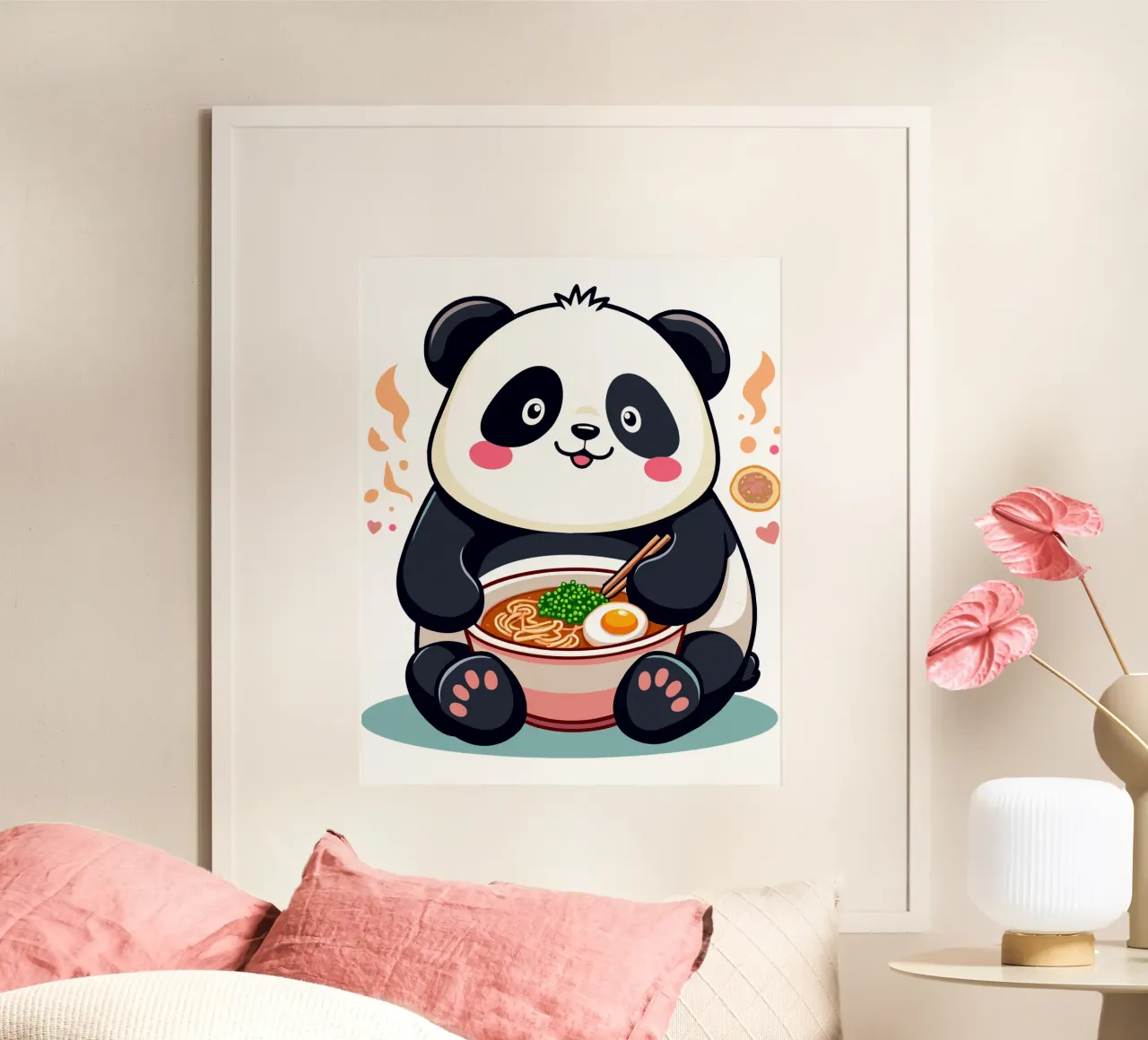 Panda eet Ramen poster van artdesign1985
