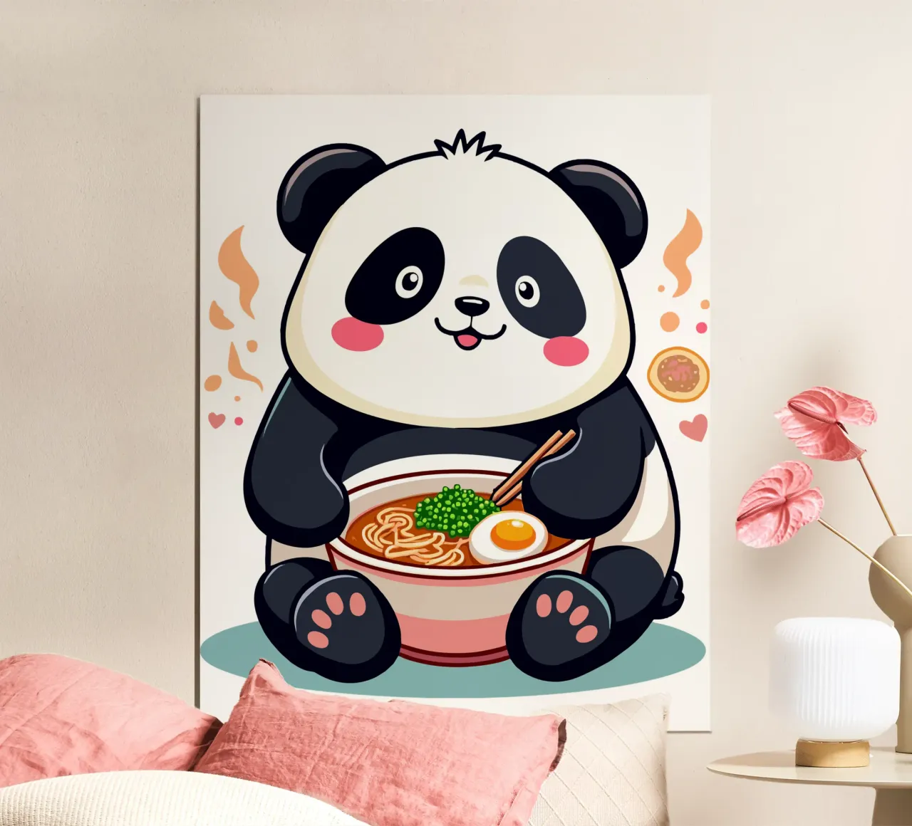 Panda eet Ramen hahnemühle van artdesign1985