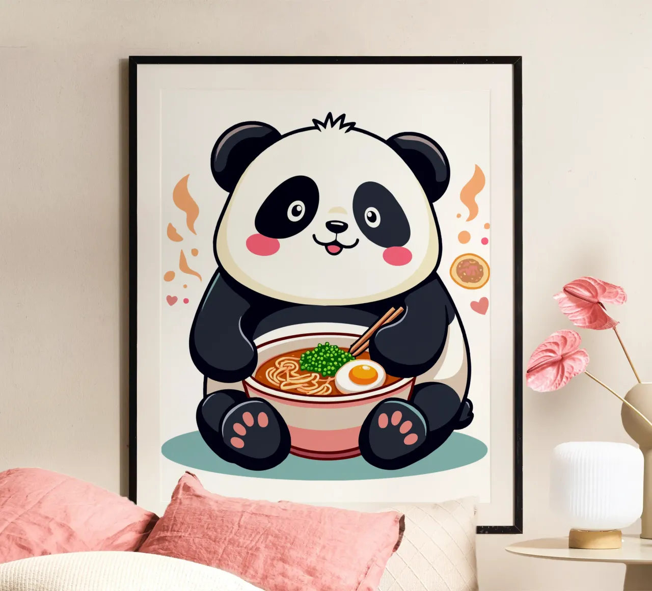 Panda eet Ramen hahnemühle van artdesign1985