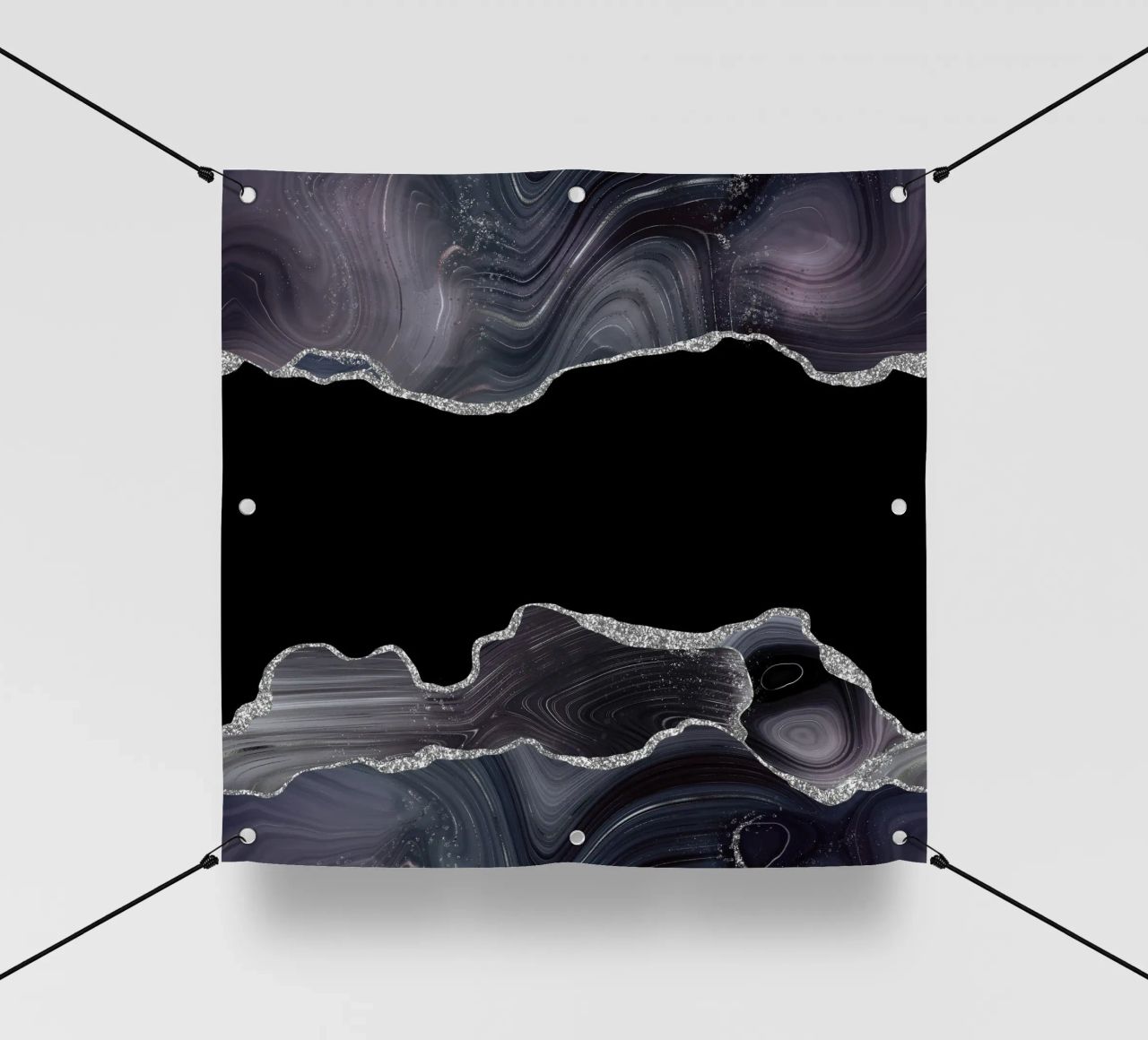 Texture Agata Glitterata Nera e Argento 03 telo in pvc da Gemstone Textures