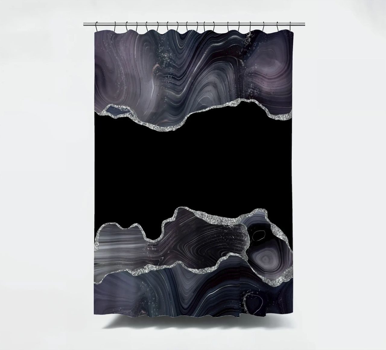 Texture Agata Glitterata Nera e Argento 03 tenda da doccia da Gemstone Textures