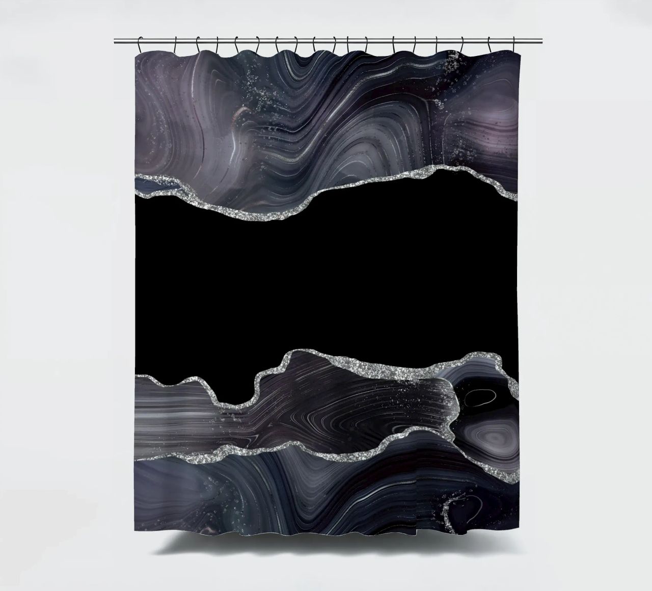 Texture Agata Glitterata Nera e Argento 03 tenda da doccia da Gemstone Textures