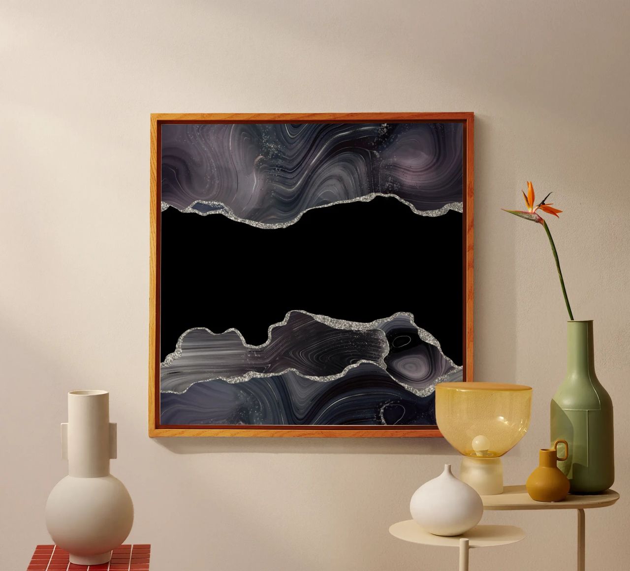 Texture Agata Glitterata Nera e Argento 03 plexiglass da Gemstone Textures