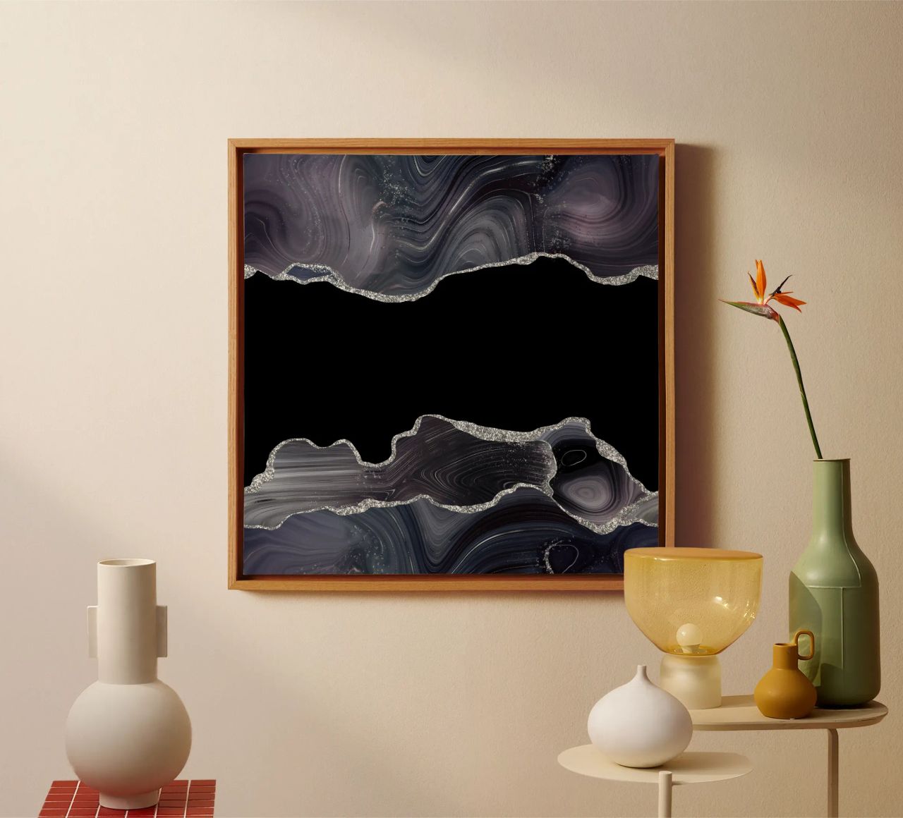 Texture Agata Glitterata Nera e Argento 03 tela da Gemstone Textures