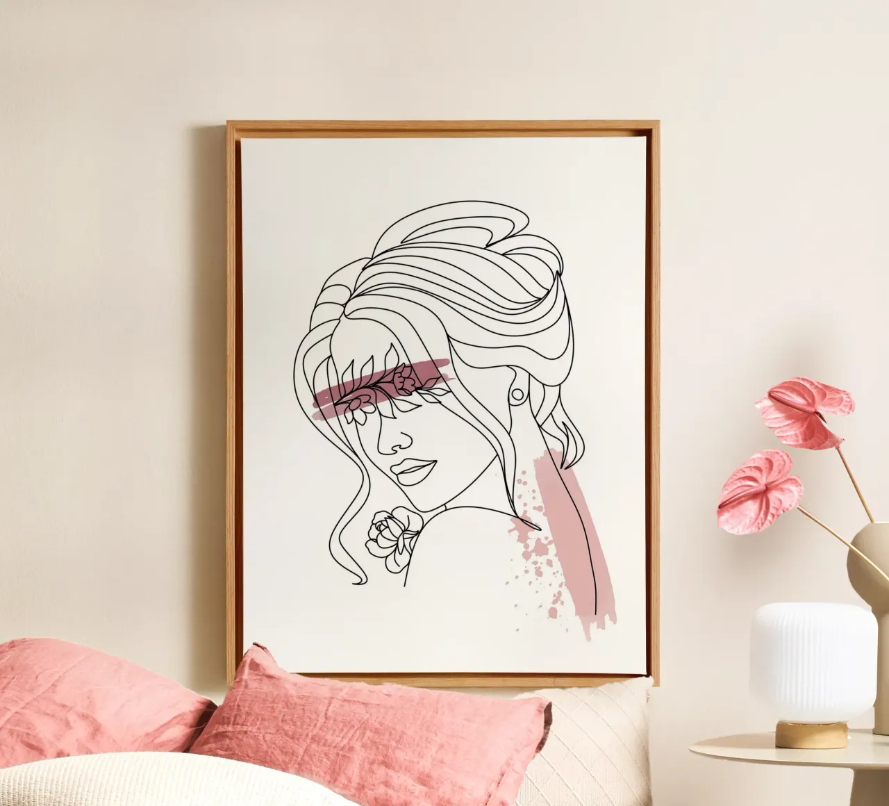 Line Art Donna IV tela con Cornice a cassetta da ArtDesign by KBK