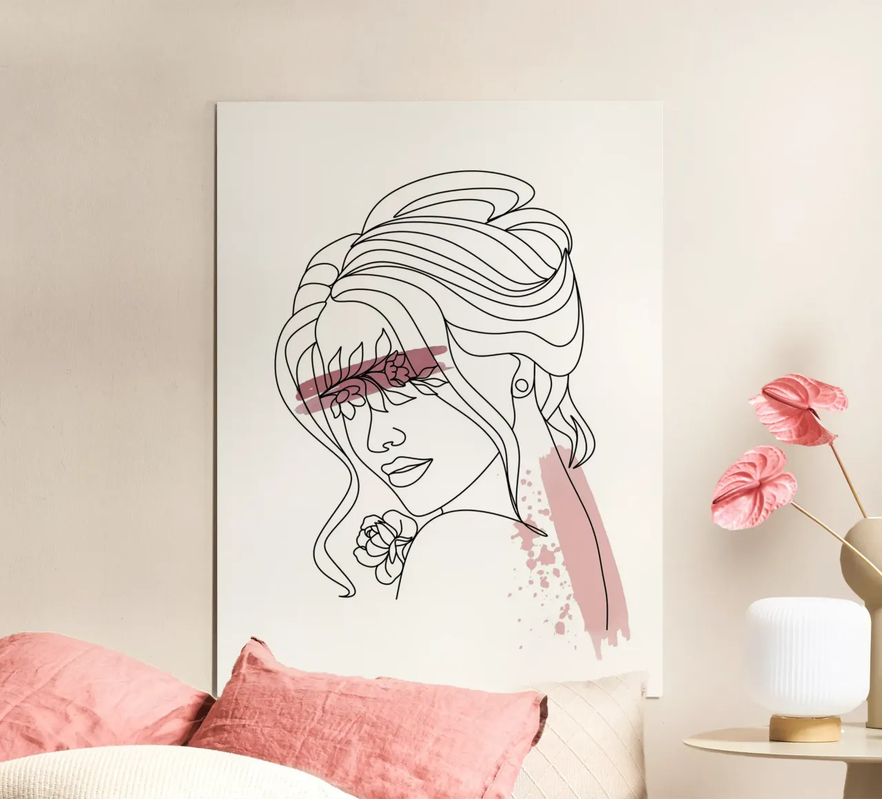 Line Art Donna IV poster con telaio in legno da ArtDesign by KBK