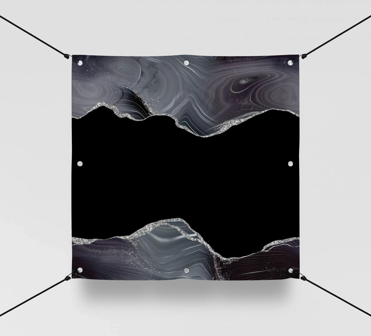 Texture Agata Glitterata Nera e Argento 04 telo in pvc da Gemstone Textures
