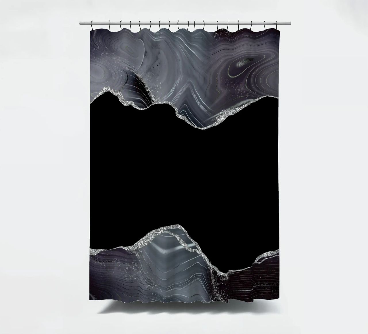 Texture Agata Glitterata Nera e Argento 04 tenda da doccia da Gemstone Textures