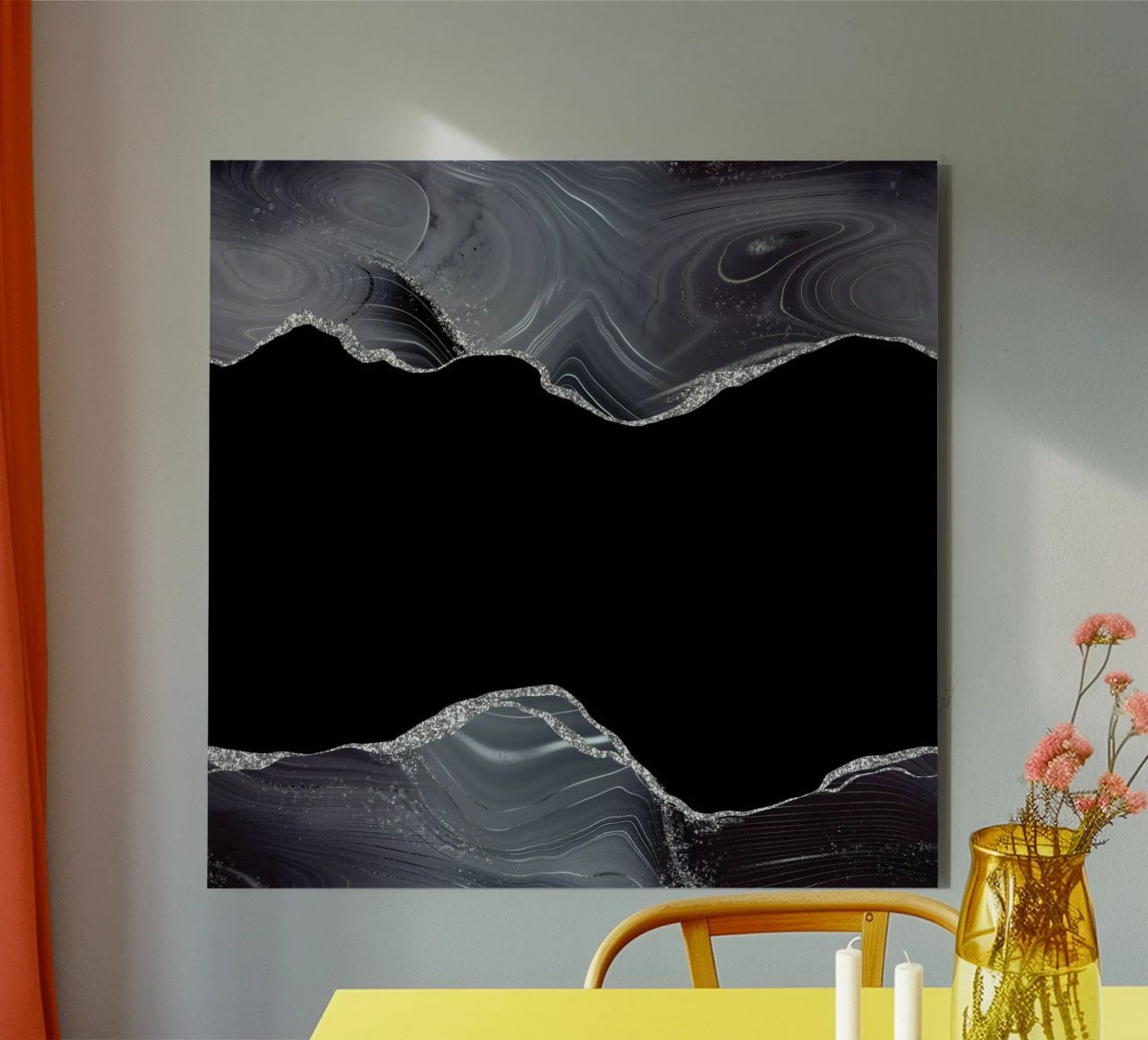 Texture Agata Glitterata Nera e Argento 04 alluminio dibond da Gemstone Textures