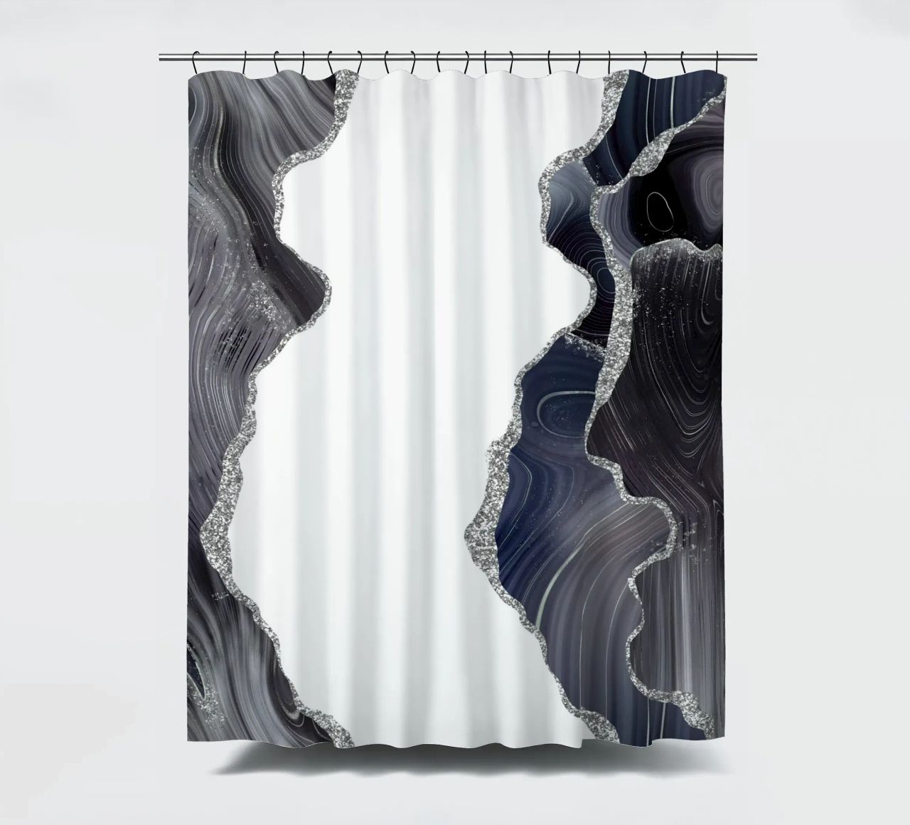 Agata glitterata nera e argento Texture 05 tenda da doccia da Gemstone Textures