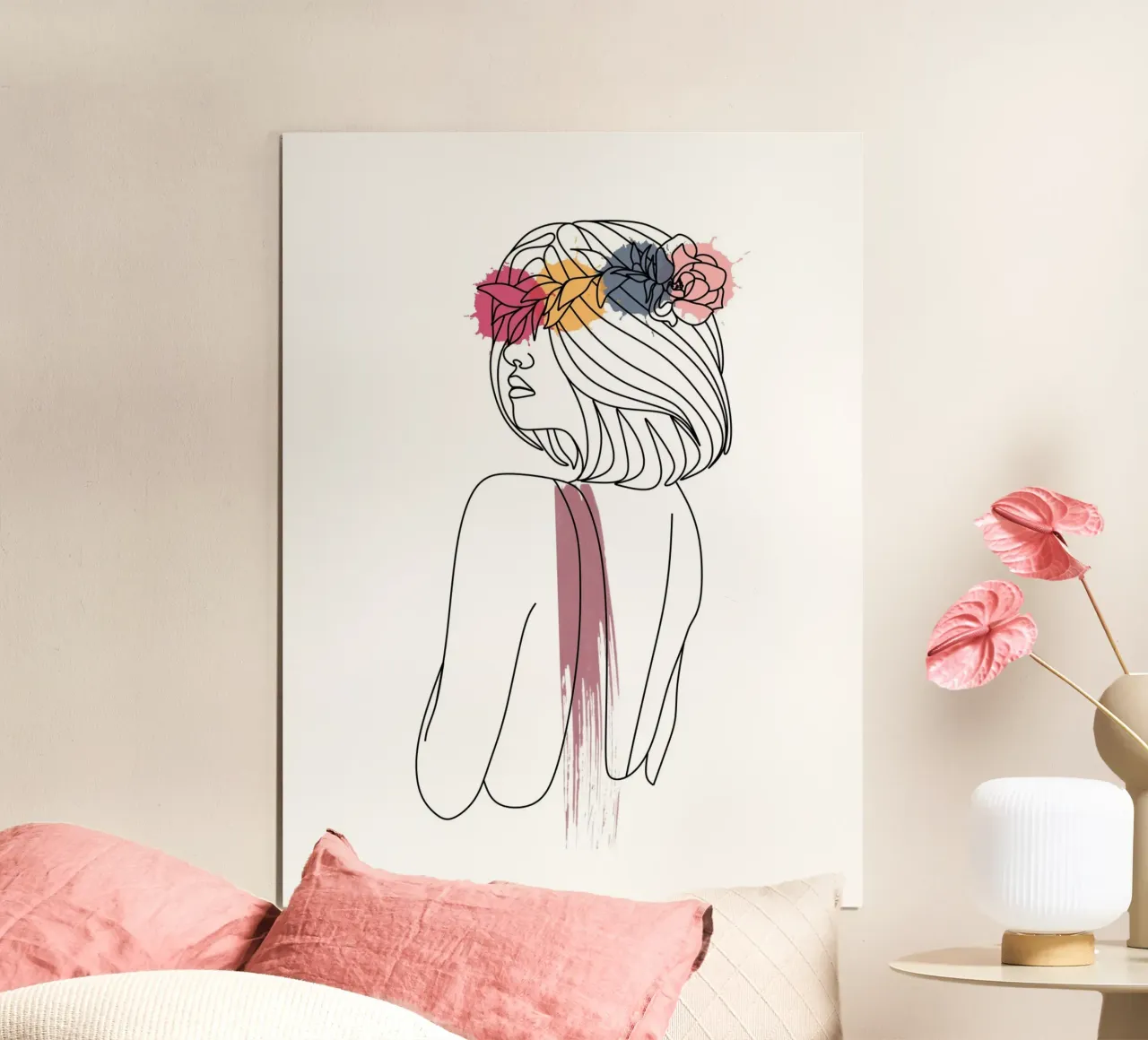 Line Art Donna V poster con telaio in plastica da ArtDesign by KBK