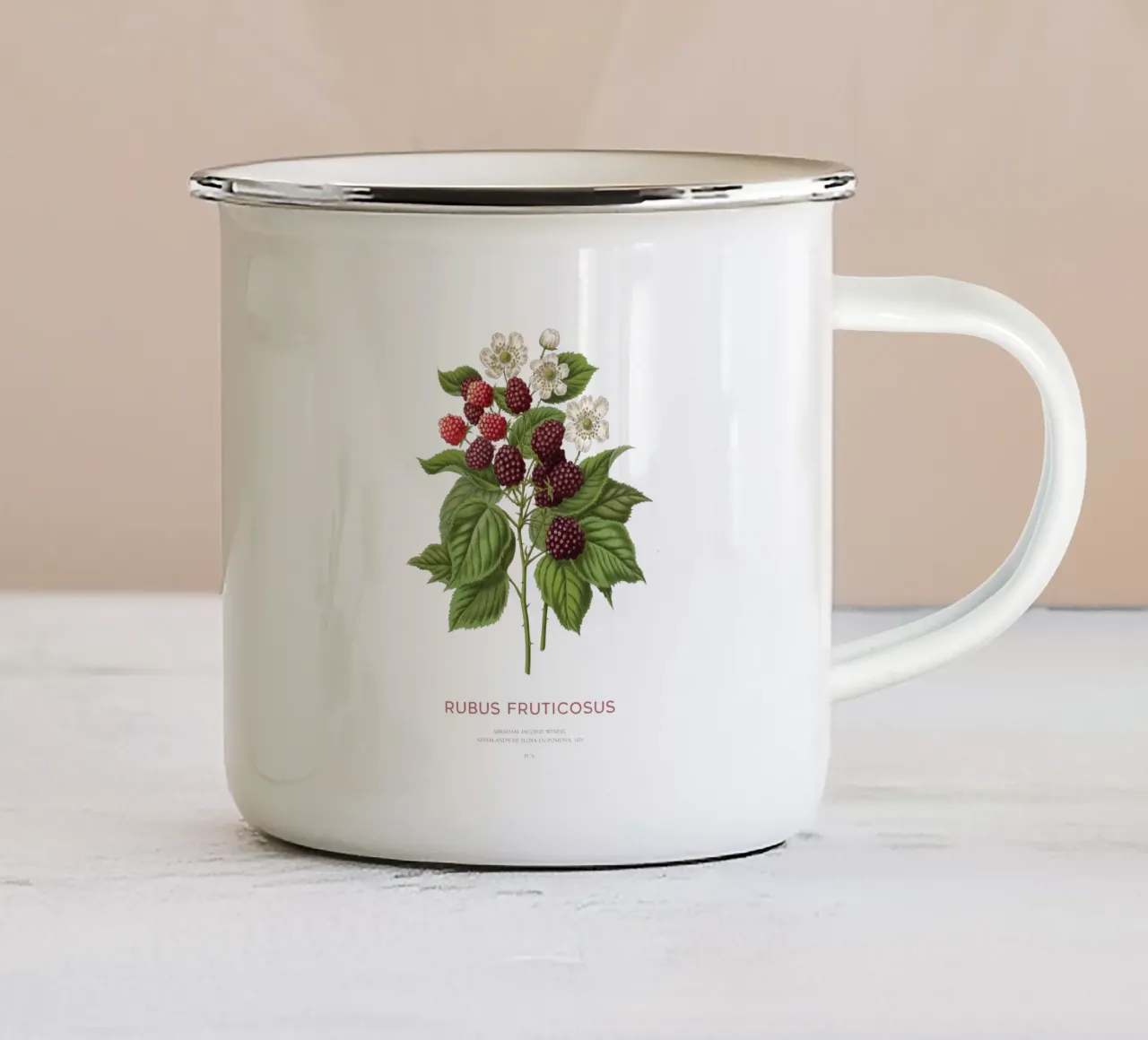Mora o Rubus fruticosus tazza in smalto da Vintagrafica