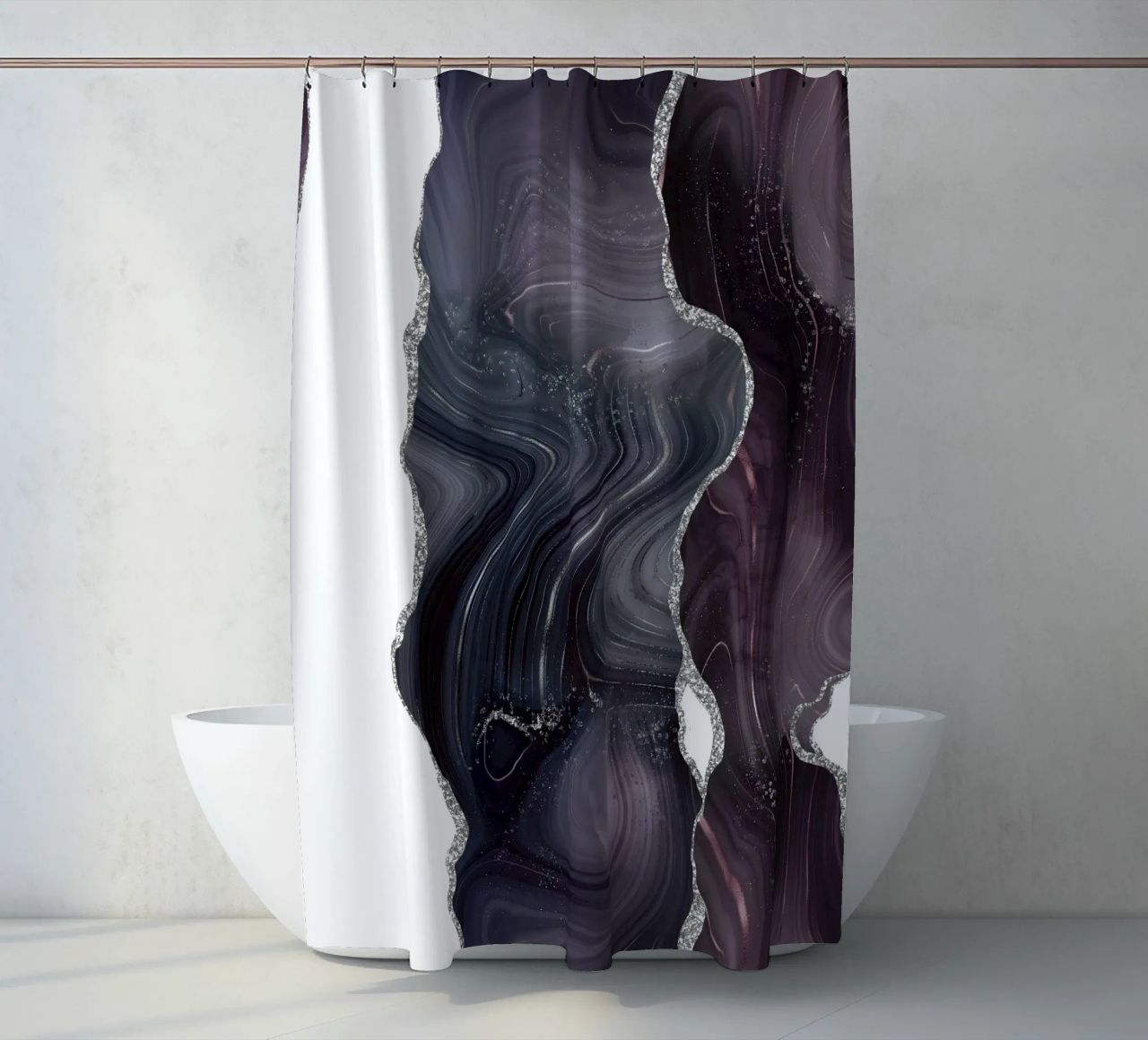 Agata glitterata nera e argento Texture 06 tenda da doccia da Gemstone Textures