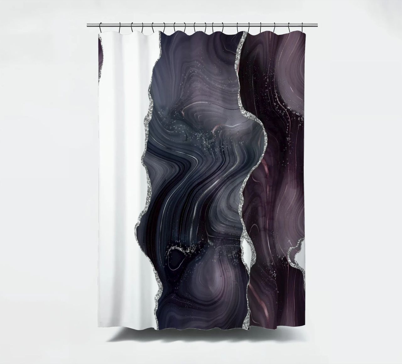 Agata glitterata nera e argento Texture 06 tenda da doccia da Gemstone Textures