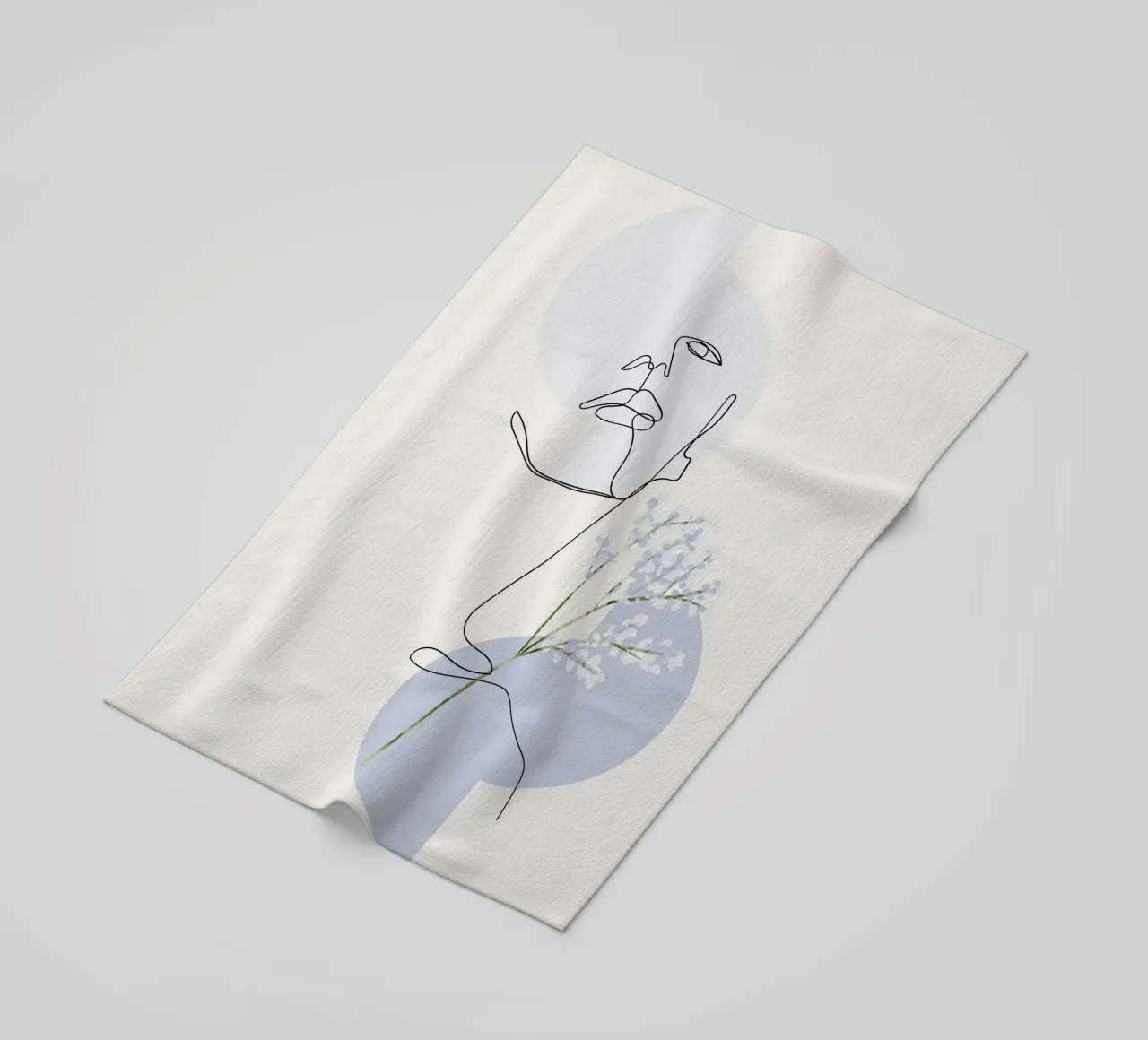 Donna con forme geometriche sullo sfondo telo mare da ArtDesign by KBK